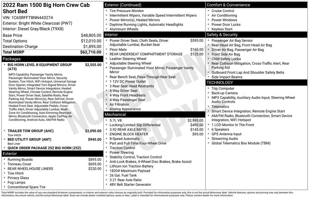 Used 2022 RAM 1500 Big Horn AWD/4WD image 57