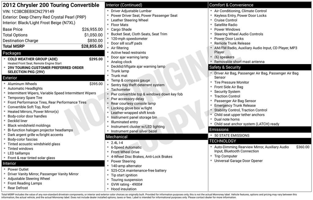 Used 2012 Chrysler 200 Touring w/ Cold Weather Group image 4