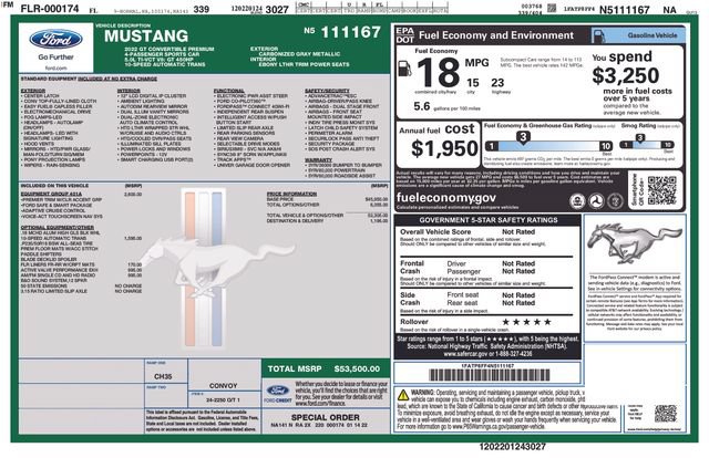 Certified 2022 Ford Mustang GT Premium w/ Equipment Group 401A RWD image 2