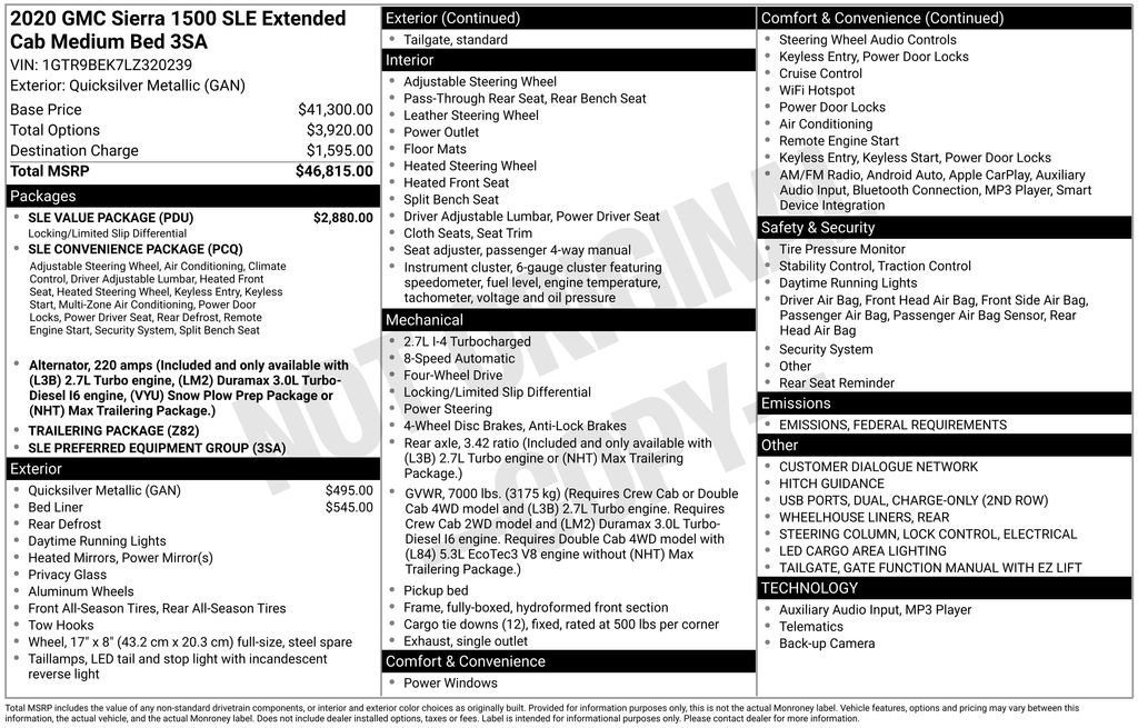 Used 2020 GMC Sierra 1500 SLE w/ SLE Value Package image 2