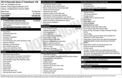 Used 2014 Chevrolet Sonic LT w/ LT Promotional Package