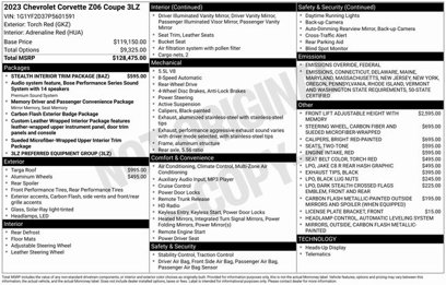 Certified 2023 Chevrolet Corvette Z06 w/ Stealth Interior Trim Package