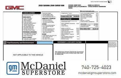 Used 2020 GMC Savana 2500 w/ Driver Convenience Package