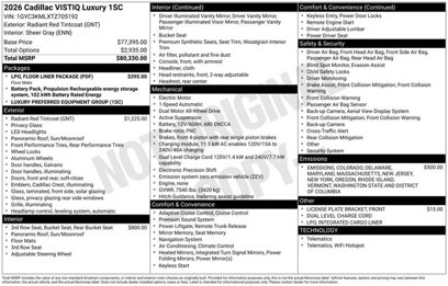 New 2026 Cadillac Vistiq Luxury w/ LPO, Floor Liner Package