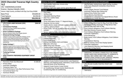 New 2025 Chevrolet Traverse High Country w/ LPO, Floor Liner Package