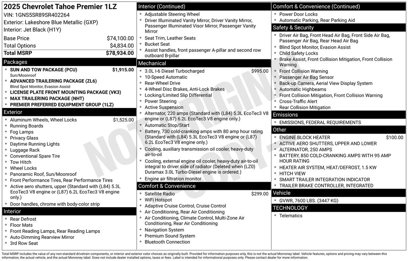 New 2025 Chevrolet Tahoe Premier w/ Sun And Tow Package