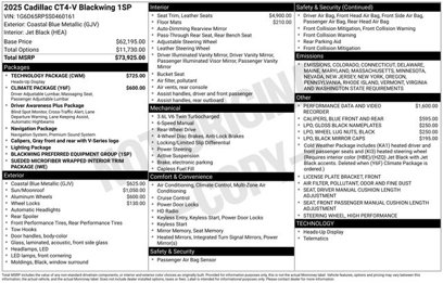 New 2025 Cadillac CT4 V Blackwing w/ Technology Package