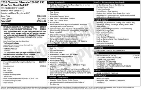 New 2026 Chevrolet Silverado 2500 ZR2 w/ LPO, Dark Essentials Package image 3