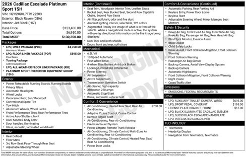 New 2026 Cadillac Escalade Platinum Sport w/ LPO, ONYX Package image 1
