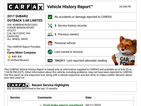 Used 2017 Subaru Outback 3.6R Limited image 3
