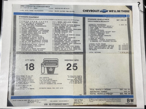 Used 2002 Chevrolet Corvette Convertible w/ Preferred Equipment Group2 image 47