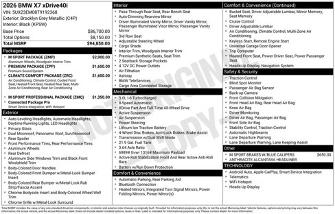New 2026 BMW X7 xDrive40i w/ M Sport Package image 2