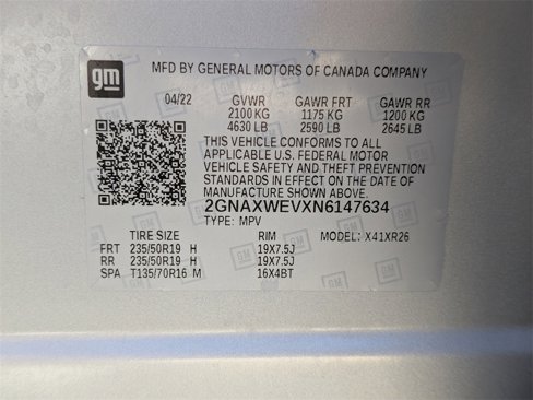 Certified 2022 Chevrolet Equinox RS w/ RS Leather Package image 54
