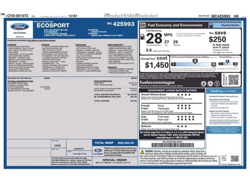 Used 2021 Ford EcoSport SE w/ SE Convenience Package image 39