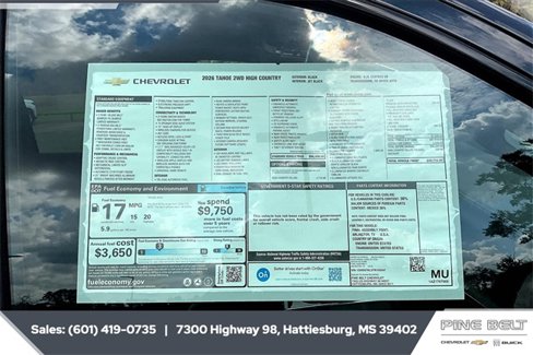 New 2026 Chevrolet Tahoe High Country w/ LPO, Illumination Package image 12