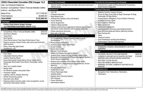 New 2026 Chevrolet Corvette Z06 image 1