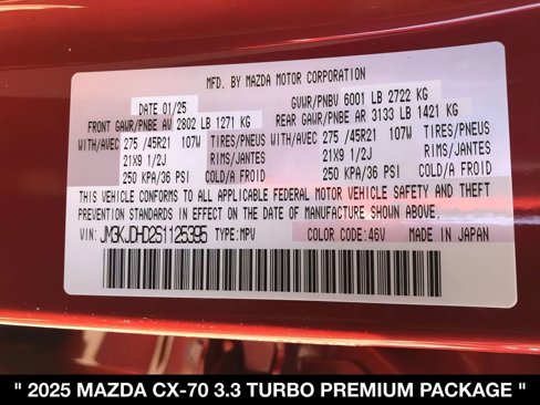 New 2025 MAZDA CX-70 3.3 Turbo w/ Premium Package image 30