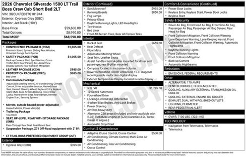 New 2026 Chevrolet Silverado 1500 LT Trail Boss w/ Safety Package image 2