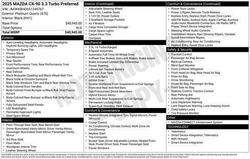 New 2025 MAZDA CX-90 3.3 Turbo w/ Preferred Package image 26