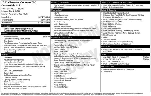 New 2026 Chevrolet Corvette Z06 image 1