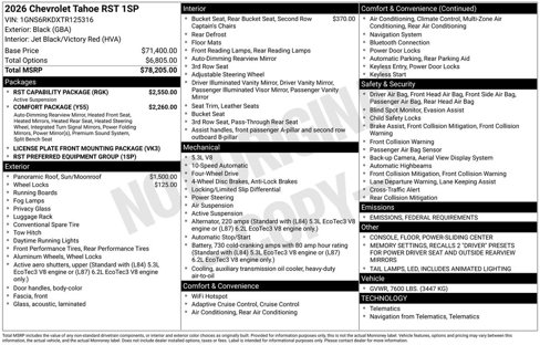 New 2026 Chevrolet Tahoe RST w/ RST Capability Package image 2