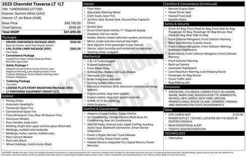 New 2025 Chevrolet Traverse LT w/ Driver Confidence Package image 10