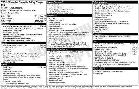 New 2026 Chevrolet Corvette E-Ray w/ Stealth Interior Trim Package image 1