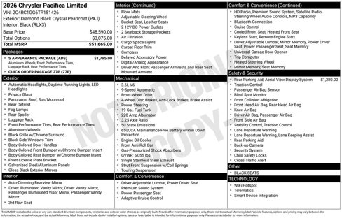 New 2026 Chrysler Pacifica Limited w/ S Appearance Package image 2