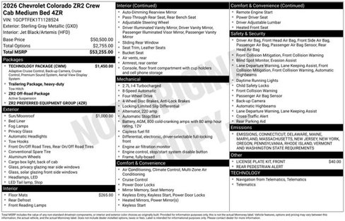 New 2026 Chevrolet Colorado ZR2 w/ Technology Package image 10