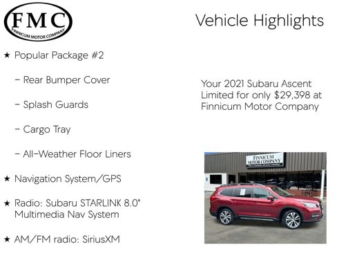Used 2021 Subaru Ascent Limited w/ Technology Package image 16