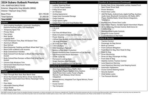 Used 2024 Subaru Outback Premium image 10