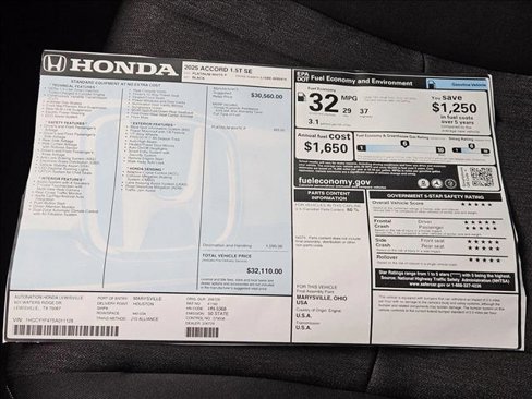 New 2025 Honda Accord SE image 17
