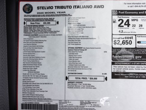 New 2025 Alfa Romeo Stelvio Tributo Italiano w/ Active Assist Plus Package image 53