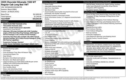 New 2025 Chevrolet Silverado 1500 W/T w/ Trailering Package image 12
