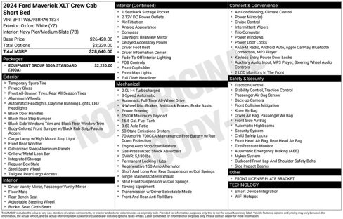 Certified 2024 Ford Maverick XLT w/ Equipment Group 300A Standard image 30