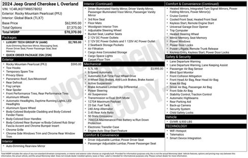 New 2024 Jeep Grand Cherokee L Overland w/ Luxury Tech Group IV image 25