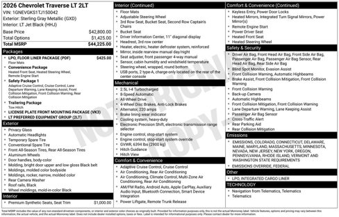 New 2026 Chevrolet Traverse LT w/ LPO, Floor Liner Package image 4