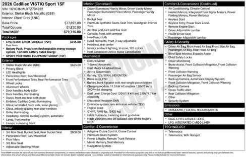 New 2026 Cadillac Vistiq Sport w/ LPO, Floor Liner Package image 4