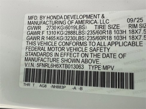 New 2026 Honda Odyssey EX-L image 18