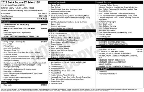 Used 2023 Buick Encore GX Select w/ Sport Touring Package image 7