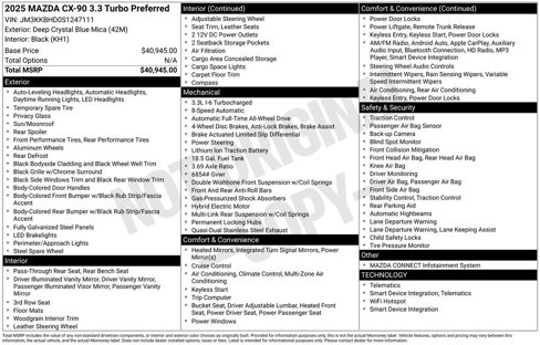 New 2025 MAZDA CX-90 3.3 Turbo w/ Preferred Package image 26