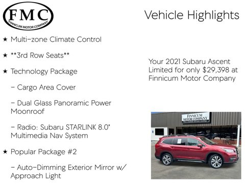 Used 2021 Subaru Ascent Limited w/ Technology Package image 10