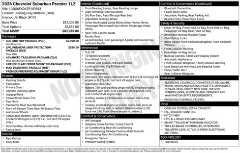 New 2026 Chevrolet Suburban Premier w/ Sun And Tow Package image 4