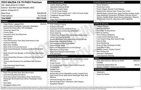 New 2025 MAZDA CX-70 Plug-In Hybrid w/ Premium Pkg image 5