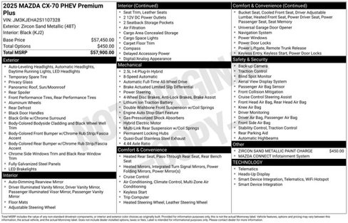 Certified 2025 MAZDA CX-70 Plug-In Hybrid w/ Premium Plus image 6