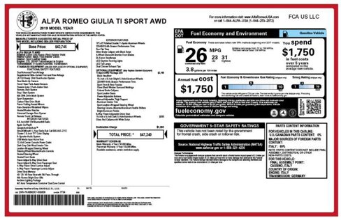 Used 2019 Alfa Romeo Giulia Ti Sport w/ Quick Order Package 22S Sport image 15