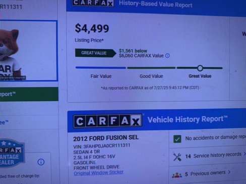 Used 2012 Ford Fusion SEL image 11