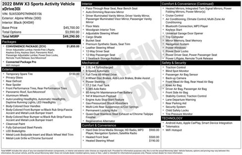 Used 2022 BMW X3 xDrive30i w/ Convenience Package image 24