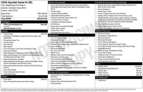 New 2026 Hyundai Santa Fe SEL w/ Tow & Go Package image 1