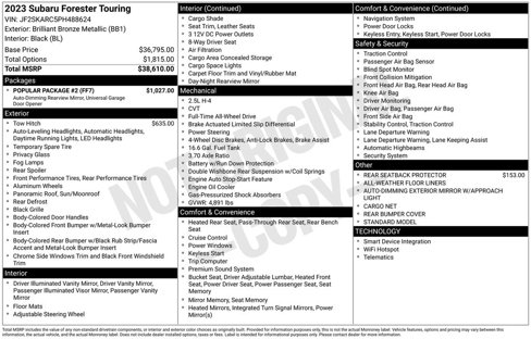 Certified 2023 Subaru Forester Touring w/ Popular Package #2 image 8